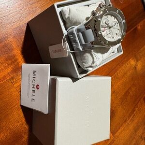 Michele Jellybean watch with silicone gray band NWT. 38mm.